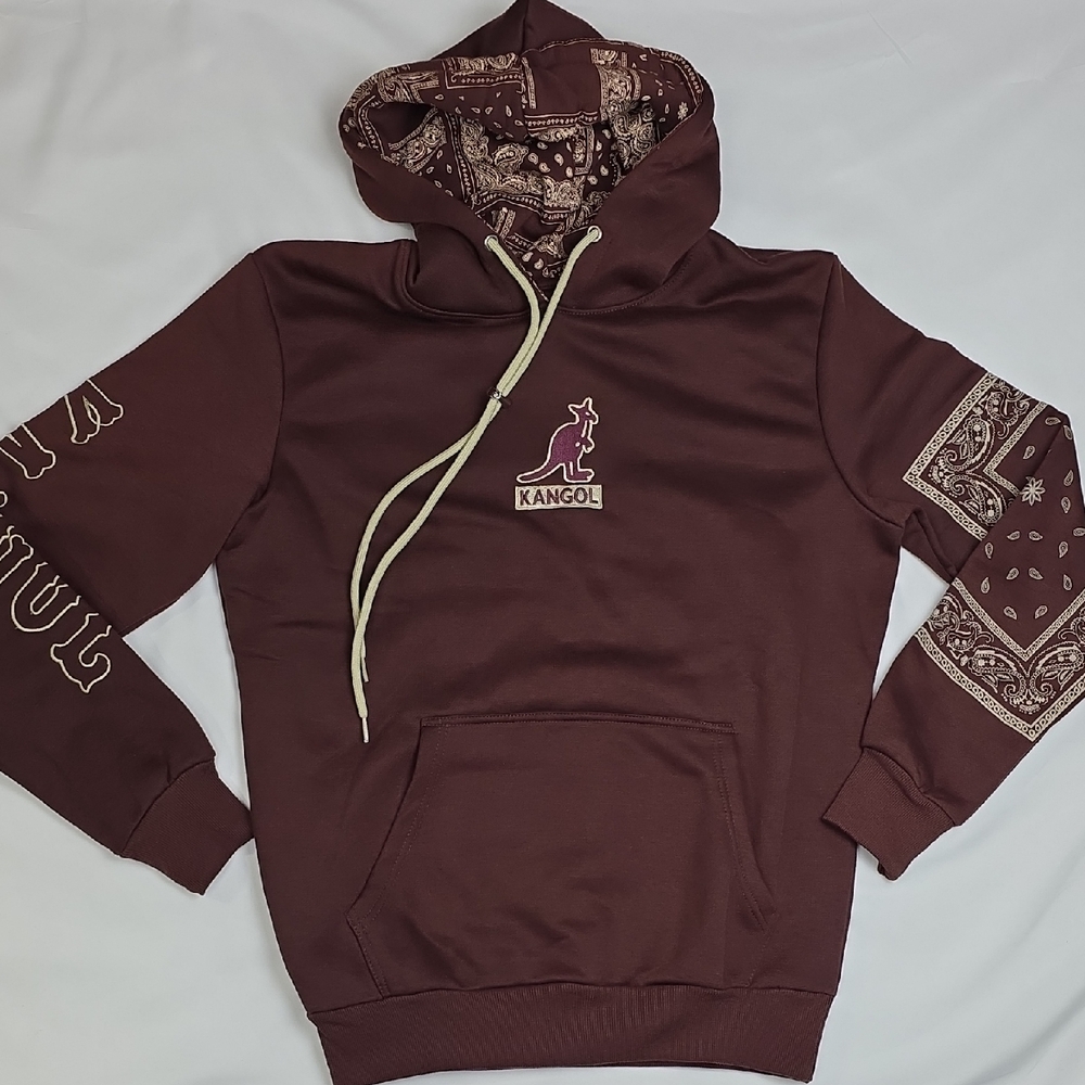 Kangol Maroon Bandana-Lined Pullover Hoodie Size M New